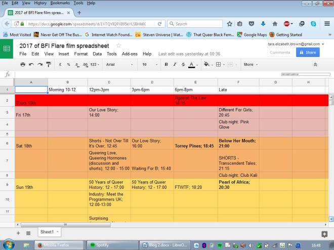 Flare Spreadsheet screen capture